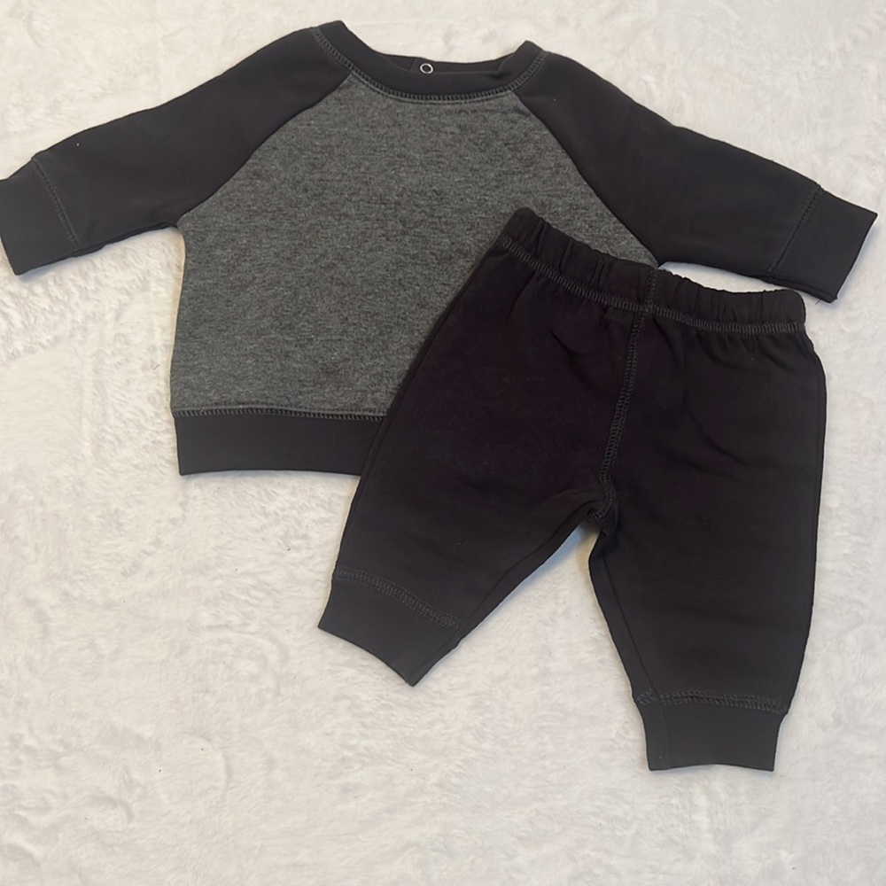Grayson Mini 0-3M Two Tone Gray Quilted Sweat Shirt | Sweatpants Set | NWT